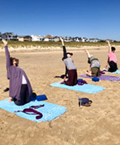 birthday party beach yoga