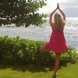 yoga pose vrksasana in Maui